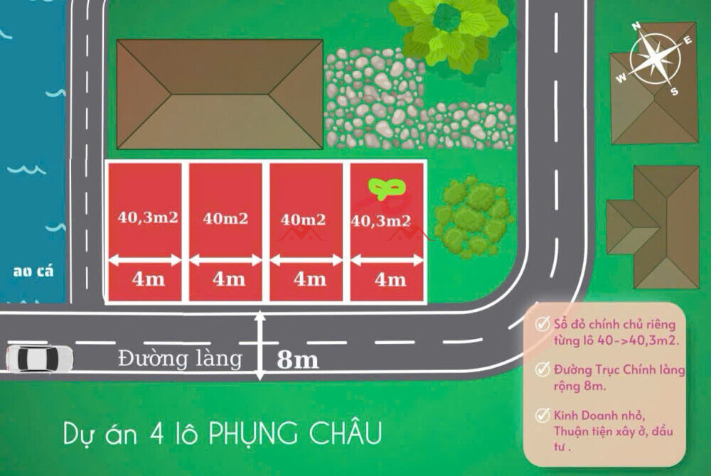 4 lô LK 40m  Long Châu Miếu- Phụng Châu – Chương Mỹ – Hà Nội